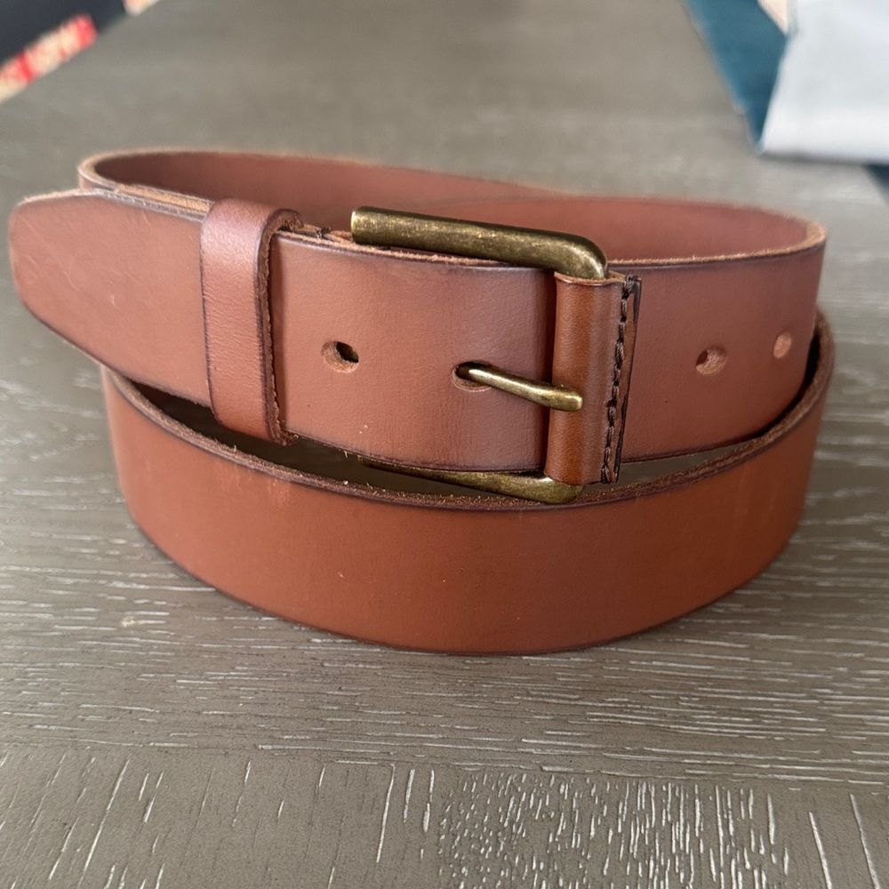 Timberland Men’s Classic Brown Leather Belt Casual Business Work Size 42 EUC